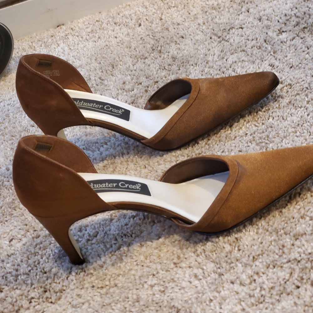 Satiny Brown Dress Heels- Size 7-1/2M